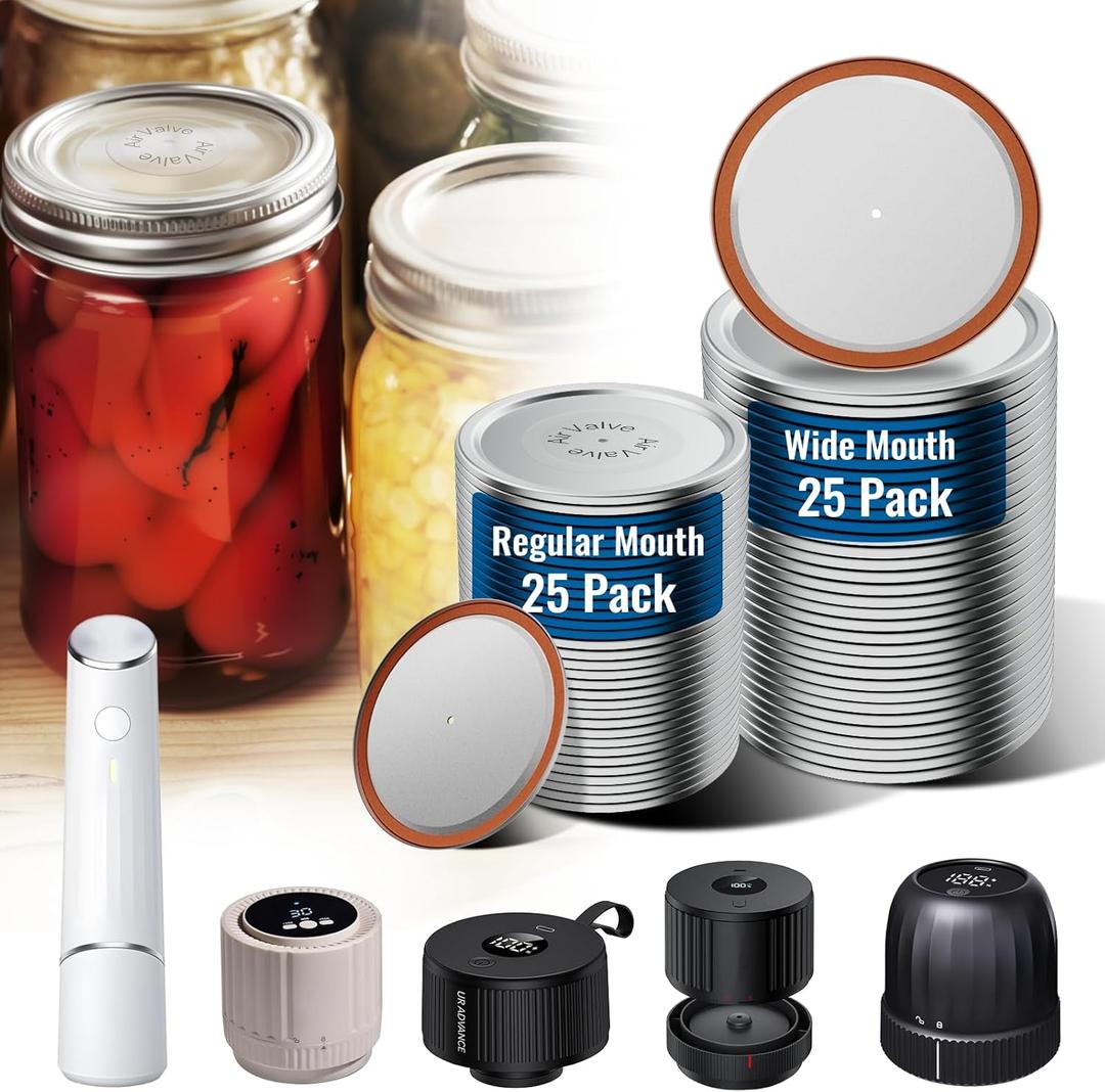 50PCS Canning Lids - 25 Wide Mouth(3.31") & 25 Regular Mouth(2.67") Mason Jar Lids, Vacuum Seal for Ball, Kerr Jars, Compatible with Electric Vacuum Sealers, Food Grade Canning Supplies