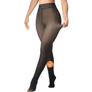 LZYVOO Fleece Lined Winter Tights Women - Fake Translucent Warm Pantyhose Sheer Thick Thermal Tights Leggings (Medium-Large, Black)