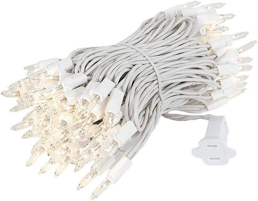 Novelty Lights 34 Feet 100 Bulb Incandescent Mini Light String, Clear with 4-Inch Spacing on White Wire, UL Listed Commercial Grade Indoor/Outdoor Mini Lights, Connectable End-to-End