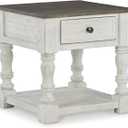 Signature Design by Ashley Havalance French Country Square End Table, White & Gray