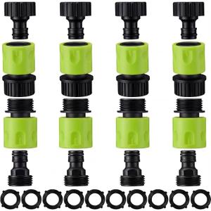Hotop 16 Pieces Garden Hose Quick Connector 3/4 Inch Plastic Water Hose Fittings Male and Female Connectors End Adapters with 10 Pieces Rubber Gaskets(Fluorescent Color)
