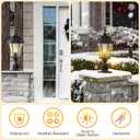24in Dusk to Dawn Aluminum Outdoor Light Post Large Garage Exterior Lamp Post Light Fixture for House Bronze Outdoor Garden Pier Mount Lights 2 Pack Pathway Column Lights with Seeded Glass