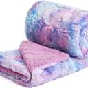 NEWCOSPLAY Super Soft Faux Fur Throw Blanket for Couch Purple Rainbow Sherpa Fuzzy Plush Warm Blanket for Sofa Bed (Purple Rainbow, Throw(50"x60"))