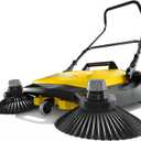Krcher Walk-Behind Outdoor Push Sweeper S 6 Twin for Workshops, Warehouses or Garages - 6X Faster Than a Push Broom, 10 Gallon Capacity, 33.9" Sweeping Width (Yellow)