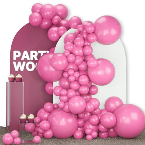 PartyWoo Hot Pink Balloons 140pcs Different Sizes of 18 12 10 5 Inch Magenta Fuchsia Dark Pink Balloon Arch Kit Garland for Wedding Girl Baby Shower Princess Birthday 1950s Party Decorations Pink-Y01