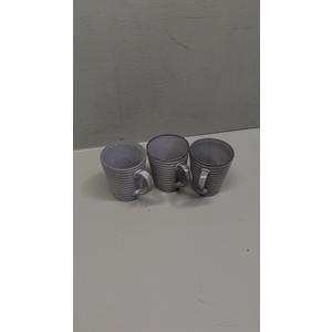 Cottage Garden EMUGTS-4PK-08 Have Faith Slate Grey Ribbed Ceramic Modern Chic Ribbed Coffee Cup Mug Boxed Set of 4