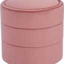 HomePop 18" Storage Round Ottoman - Blush Pink Velvet, 17.5"D x 17.5"W x 18"H