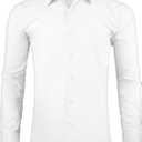 Men's Dress Shirt Regular Fit Long Sleeve Wrinkle-Resistant Business Formal Solid Button Down Shirts with Pocket (White)