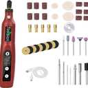 Mini Cordless Rotary Tool,45 PCS Accessories and USB C Charging and 3.7V 2.0Ah rechargeable battery pack rotary tool kit,5-speed for sanding,engraving,polishing,cutting, Diy Crafts(Red)