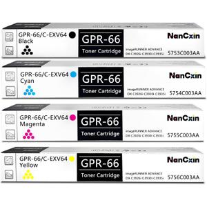 GPR-66 GPR66 Toner Cartridge High Yield Replacement for Canon GPR-66 Toner, Compatible for Canon C3935i imageRUNNER Advance DX C3926i DX C3930i Printers | imageRUNNER Printer Replacement for Canon GPR-66 Toner Cartridges, BK/Y/M/C, 114500 Pages