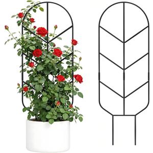 2 Pack 30'' Large Metal Plant Trellis for Climbing Plants, Tall Plant Support for Indoor & Outdoor Use, Modern Decorative Trellis for Potted Plants (2 Pack)