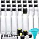 Kingrol 18 Pack 8.5 oz Square Glass Bottles with Leak Proof Screw Caps, Hot Sauce, Oil, Vinegar, Syrup, Salad Dressing