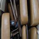 Swivel Bar Stools Set of 3, Mid Century PU Leather Counter Height Bar Chairs with Low Back and Metal Legs, Modern Bar Stool Chair for Kitchen Island, Brown