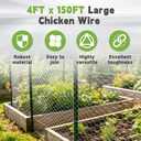 HOSTIC 4FTx150FT Chicken Wire Netting 2IN Mesh Galvanized Wire Hexagonal Fencing for Poultry Garden Fence Barrier