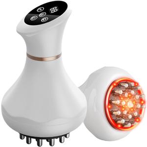 Handheld Electric Lymphatic Drainage Massager: Body Sculpting Machine and Anti Cellulite Massage Tool for Cellulite & Stretch Marks with Microcurrent Red Light Heat & Vibration (White-single)