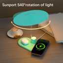 BUDI Multifunctional Table Lamp with Wireless Charger, 3 in 1 Charging Station Desk Lamp Touchable for Nightstand for Bedroom, Living Room, Home (Blue)