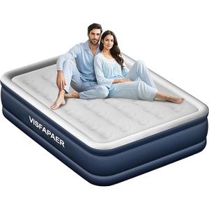 Air Mattress Queen with Built in Pump Raised, 18'' High Inflatable Mattress Electric Blow Up Mattress Fast Blow Up Bed Tall Comfortable Airbed for Camping, Home Guests, Travel w/ Carry Bag 650Lbs Max