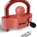 RETRUE Universal Coupler Lock Trailer Locks Ball Hitch Trailer Hitch Lock Adjustable Security Heavy-Duty Steel Fits 1-7/8 Inch, 2 Inch, 2-5/16 Inch Couplers Red & Red