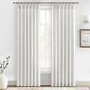 Custom 88 Inch Beige White Pinch Pleat Nursery Curtains 2 Panels Set, Light Filtering Memory Trained Thick Natural Linen Sheer Windows Drapes Privacy Neutral Curtain with Hooks & Rings for Kids Room