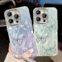 2 x for iPhone 16 Plus Butterfly Design Case, Cute Bling Shiny Glitter Camera Shockproof Protective Phone Cases Cover for Women Girls (Green)