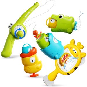 Mold Free Kids Bath Toys - Toddler Fishing Game with Fishing Net, Birthday Gift for Boys and Girls Ages 3-5, Great Water Toy for Bathtub, Swimming Pool, and Beach Fun