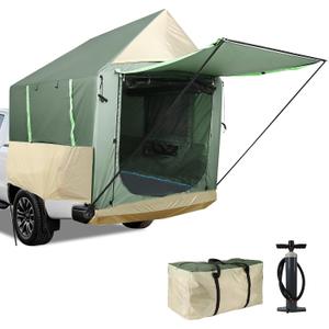 Truck Bed Tent 5.5ft-8ft Easy Set up Inflatable Pickup Truck Tent with Pump for Camping PU 3000mm Waterproof Dual-use Pickup Tent or Camping Tent for 2 Person Double Layer Mesh Window & Door