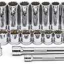 GEARWRENCH 76 Pc. 1/4" & 3/8" Drive 12 Pt. Standard & Deep Mechanics Tool Set, SAE/Metric - 80948
