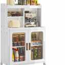 VECELO Foldable Plastic Sideboard Cabinet with Adjustable Shelves, Waterproof Buffet Cabinet with Doors for Kitchen, Dining Room & Small Spaces, White, 20.87 x 37.01 x 14.02 inches