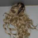 Blonde Wig with Bangs,Dirty Blonde Wavy Wigs for Women,Shoulder Length Curly Synthetic Hair Wig for Party Daily Use 18IN (Dirty Blonde 18)