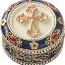 FASHIONCRAFT Golden Cross Rosary Box - 2.75 Trinket Box for Rosary Beads, Keepsakes, Small Jewelry and Mementos