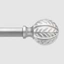 Silver Curtain Rods for Windows 48 to 84 inch,1" Adjustable Heavy Duty Window Curtain Rod with Leaf Finials,Rustic Decorative Drapery Rods Set,Size:36-88''