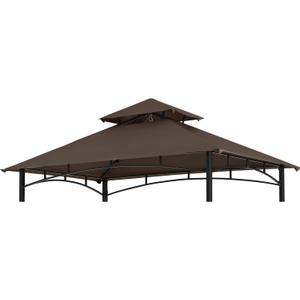 COOSHADE Grill Gazebo Replacement Canopy Roof Outdoor Double Tiered Barbecue Gazebo Top Cover Fit for Model LGG001PSTF (Brown)