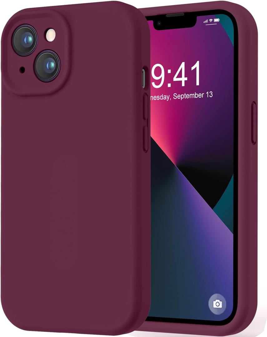 LOVE 3000 Designed for iPhone 13 Case, Premium Silicone with [Camera Protection] [Soft Anti-Scratch Microfiber Lining] Shockproof Protective Phone Case for iPhone 13 Women Men Girls 6.1", Wine Red