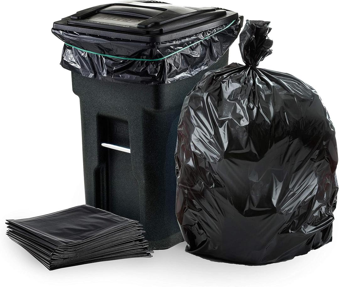 Plasticplace 64-65 Gallon Trash Can Liners for Toter  2.0 Mil  Black Heavy Duty Garbage Bags  50 x 60 (50 Count)