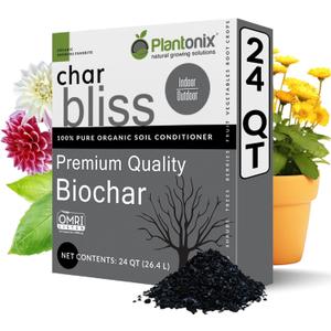 Char Bliss (24 Qts) - Organic Biochar for Plants - OMRI-Listed Biochar Soil Amendment Organic - Bio Char for Plants - Horticultural Charcoal for Plants, Potting Soil, Garden Soil, & Potting Mixes