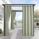 RYB HOME Patio Outdoor Curtains Waterproof Blackout Indoor Outdoor Curtains Insulated UV Block Drapes for Farmhouse Garden Cabin Gazebo Arbor Porch Door, 1 Panel, W 52 x L 108, Sage Green