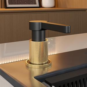 SD-80 All Brass Sink Soap Dispenser for Kitchen Sink Copper Pump Built in Dish Soap Dispenser with 17.6 oz(520ml) Bottle and 59"(1.5m) Extension Tube Kit (Matte Black)
