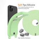 2 x Designed for iPhone 15 Case, Liquid Silicone, Multi-Functional Card Pocket with Lanyard Strap, Adjustable Rope, Shockproof All-Round Protection, TPU Soft Phone Case for iPhone 15, Mint