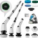 Electric Bathroom Cleaning Brush, Cordless Spin Scrubber Full Body Waterproof IPX7 with Adjustable Handle, 8 Replaceable Brush Heads for Bathtub/Kitchen/Window/Home -SD-CTB01
