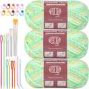 3 * 100g Chenille Yarn, Yarn for Crocheting Knitting with Big Eye Needles, Handcrafts Weaving Soft Chenille Yarn for Making Blankets Clothes Pattern Knitting Creations (Yellow Green Gradient)  