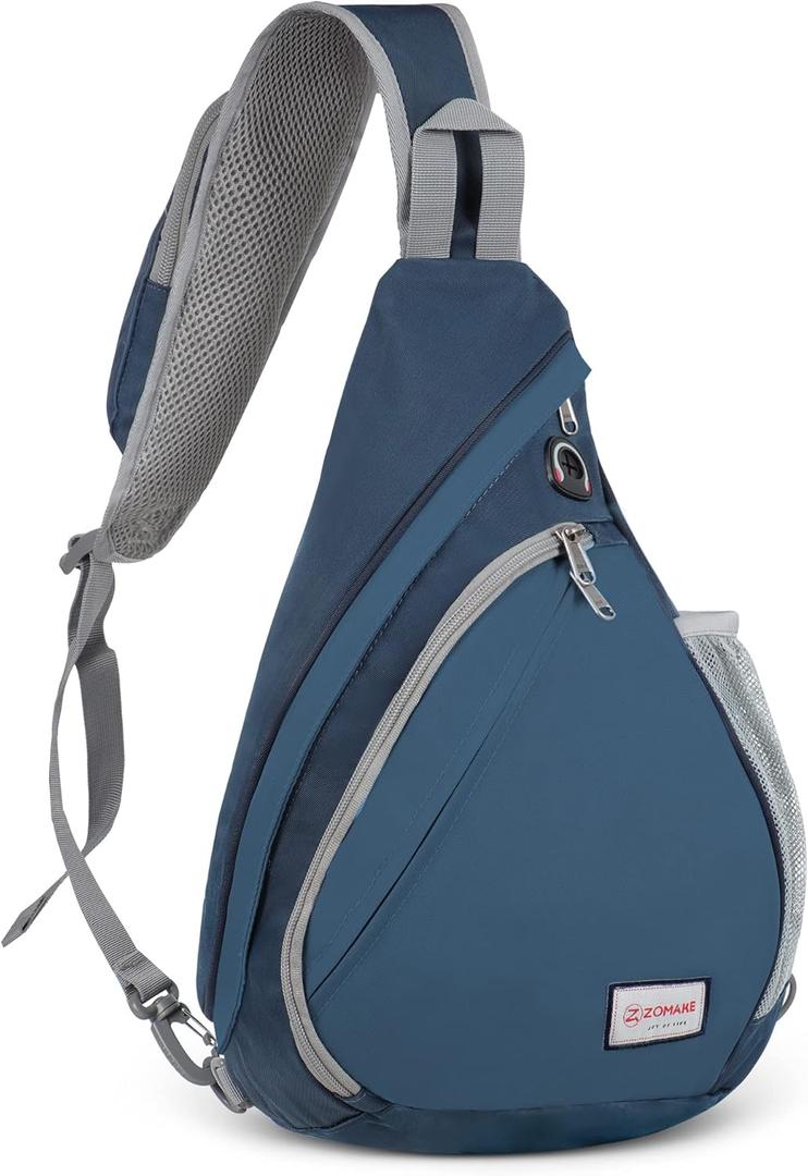ZOMAKE Sling Bag for Women Men, Small Crossbody Sling Backpack, Mini Water Resistant Shoulder Bag (Navy Blue)