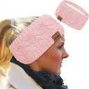 Loritta Womens Ear Warmers Headbands Winter Warm Fuzzy Cable Knit Head Wrap Fleece Lined Gifts (Pink)