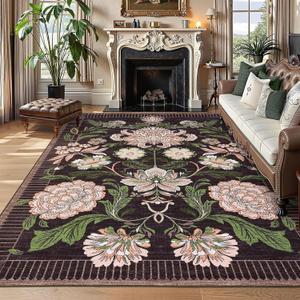 GarveeHome Washable Area Rugs (6' x 9' (Rectangular), Deep Blackened Plum)