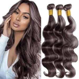 Bundles Human Hair P4/GREY 20 22 24 Inch Body Wave Human Hair Bundles Highlight Chocolate mix Grey Unprocessed Brazilian Virgin Quick Weave Hair for Black Women