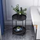 Round Side Table,Black End Table, 15.7 in x 15.7 in x 20.5 in