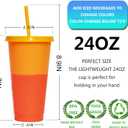 Color Changing Cups, 5 Pack 24oz Plastic Tumblers, Reusable Iced Coffee & Smoothie Cups with Lids and Straws for Parties and Travel