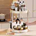 10.01" 2-Tier 360Rotating Lazy Susan turntable Organizer Spice Rack Organization for Kitchen countertop and Cabinet pantry Organizers and storage(2White, Extra Large)