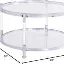 Tempered Glass Round Coffee Table, 28" Modern Acrylic Legs Circle Center Table for Living Room