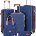 Luggage Sets 5 Piece Suitcases with Wheels, Suitcase Set ABS Hard Case Luggage with TSA Lock Spinner Wheels Durable Travel Luggage (5-Piece Set(20"/24"/28")) (DarkBlue)