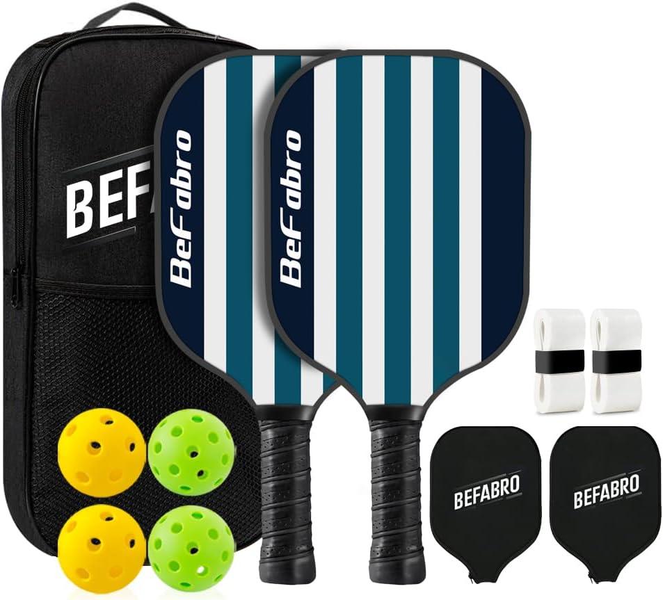 Lightweight Pickleball Paddles Set of 2  USAPA Approved Fiberglass Rackets with 4 Pickleballs, 2 Paddle Covers, Grip Tapes & Carry Bag  Pickleball Set for Men, Women, Beginners & Pros